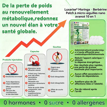 Magasin Officiel |  🎁 Luxarise® Moringa & Bérbérine 10-en-1 Patch Nanomicro-aiguilles Avancé👩‍⚕️ (Une application quotidienne, résultats visibles en 7 jours) ✅ Obésité, Diabète, Apnée du sommeil, Problèmes articulaires✨